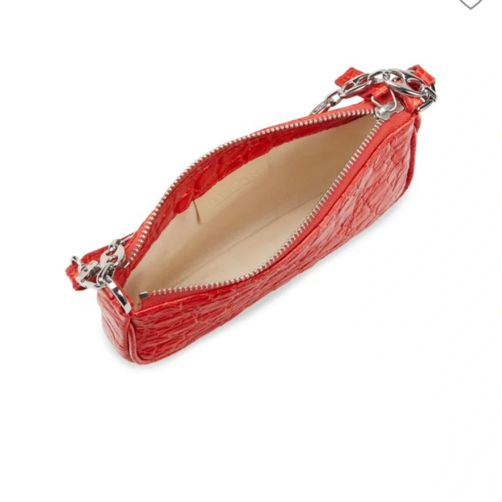 By far Mini Rachel Croc Embossed Leather Top Handle Bag